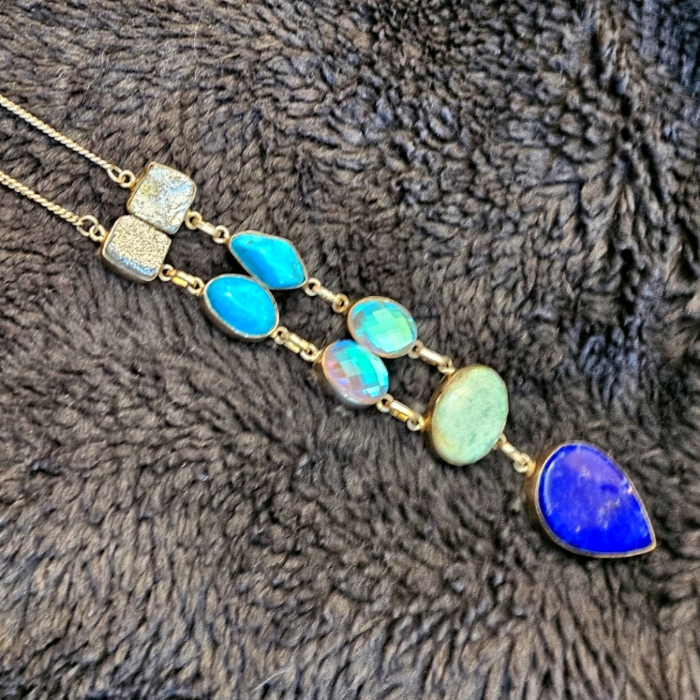 NWT Artisan Made Multi Natural Stone Necklace